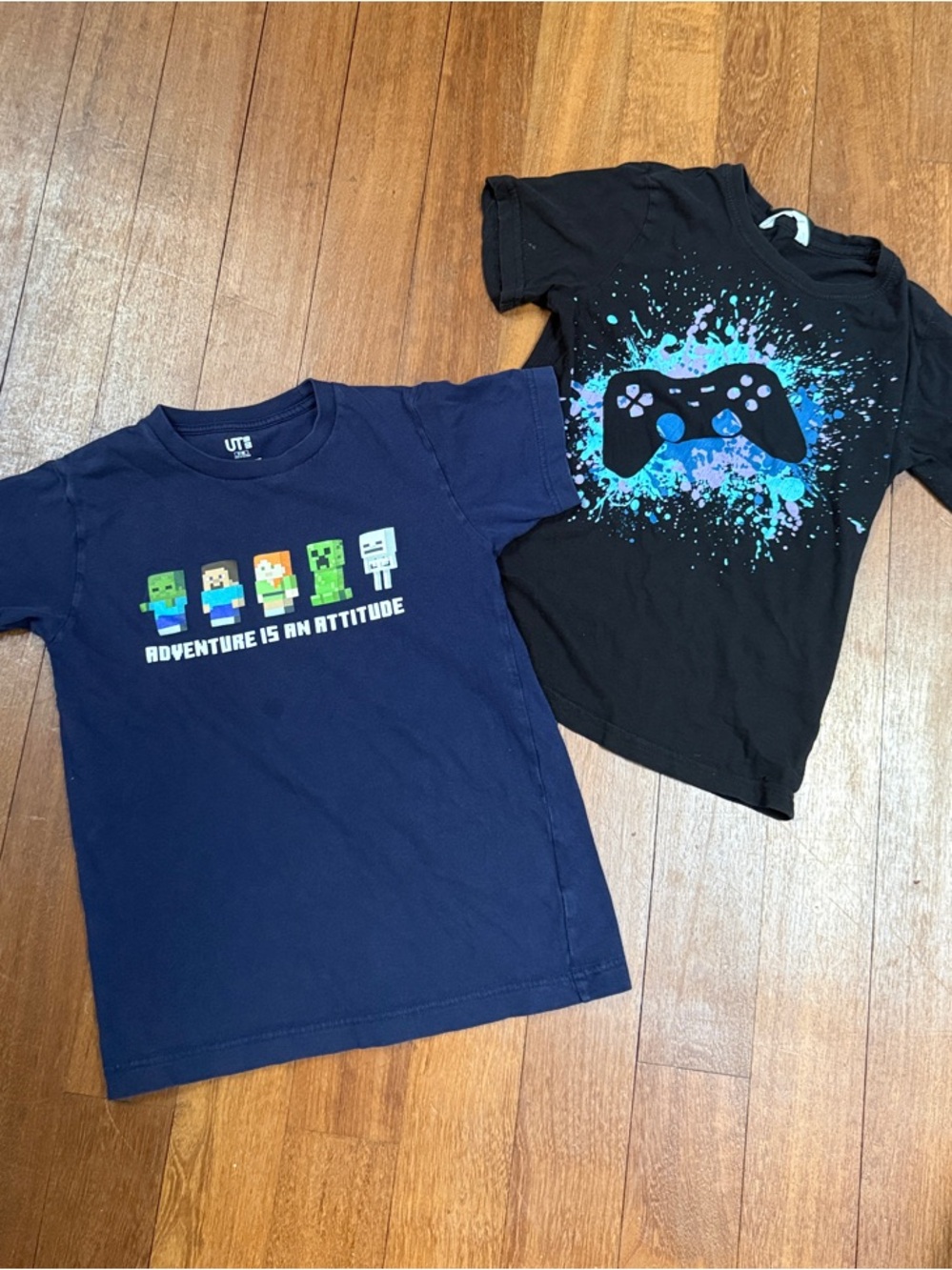 Kids Graphic T-Shirt Bundle | Uniqlo Minecraft + H&M Gamer Tee | Size 9-10